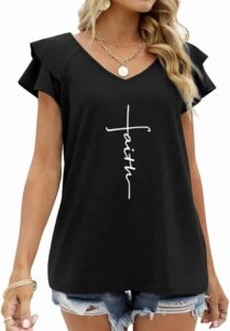 Woman's Black Ruffle T-Shirts